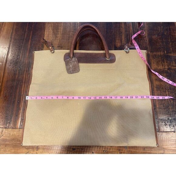 Clava American Third Avenue Mgmt Canvas Leather Oversized Slim Bag Rare - Picture 4 of 6